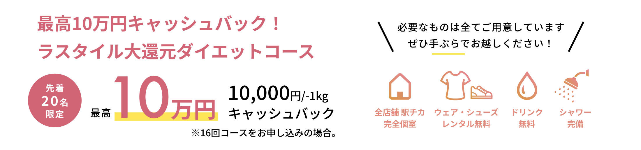 最高10万円キャッシュバック　ラスタイル大還元ダイエットコース